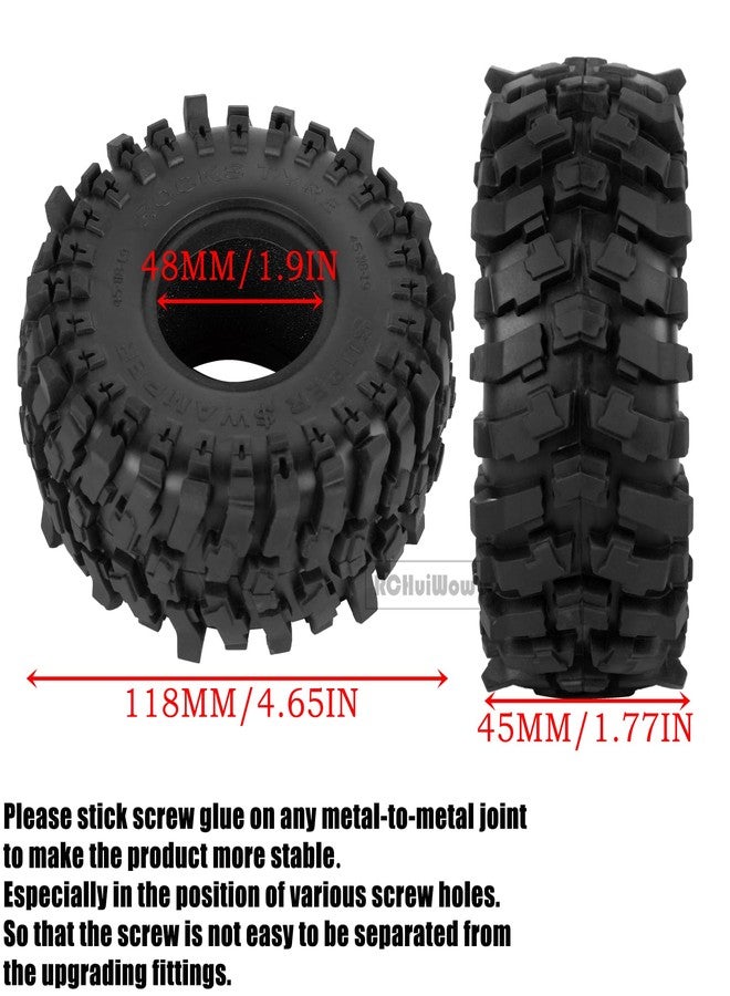 إطارات RCHuiWow مقاس 1.9 بوصة بتقنية Beadlock لسيارات التحكم عن بعد من نوع SCX10 وSCX10 II وSCX10 III وTRX4 وRed Cat GEN7 و8 RC 4WD بمقياس 1/10، إطارات مطاطية، 4 قطع - Image 3